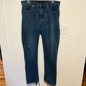 J crew stretch short darkwash straight leg jeans 32 or size 14